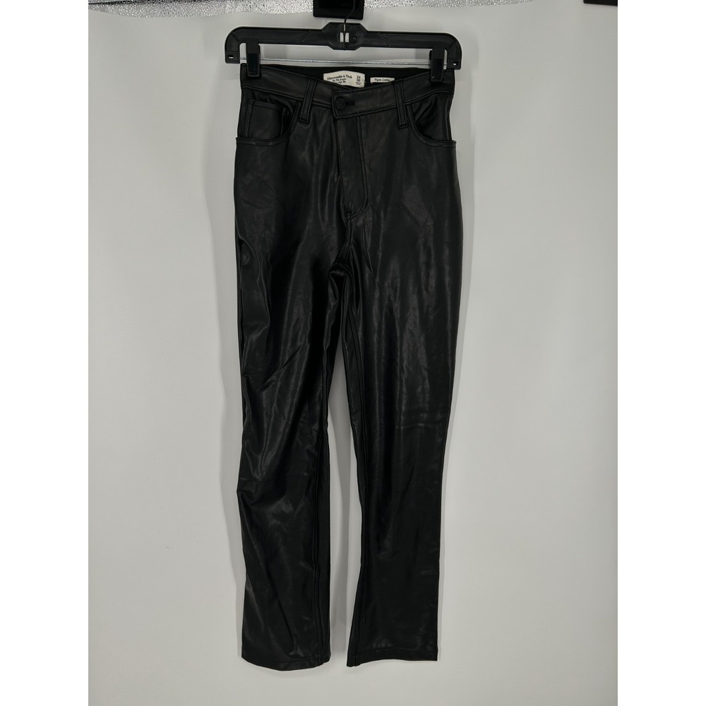 Abercrombie & Fitch The 90s Straight Ultra High Rise Pants Vegan‎ Leather 24 00